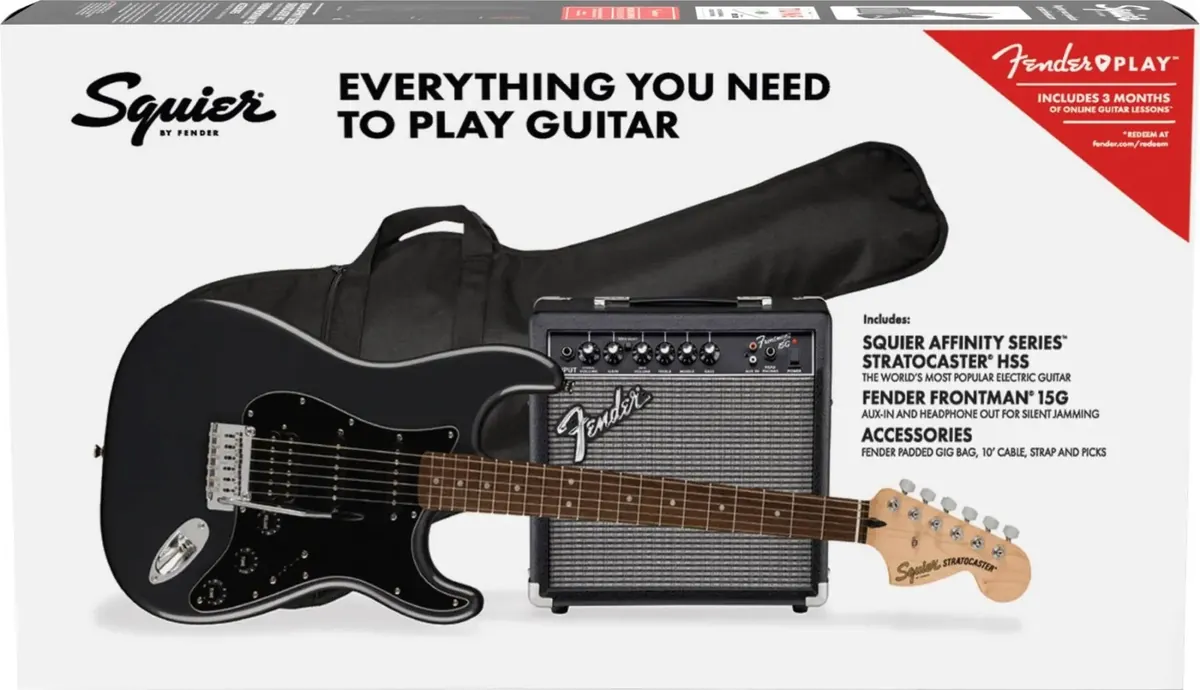 Squier Affinity Series Stratocaster HSS Pack, Laurel Fingerboard, Charcoal Frost Metallic – photo 3