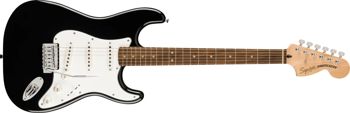 Squier Affinity Series Stratocaster Mustang Micro Pack, Indian Laurel, Black
