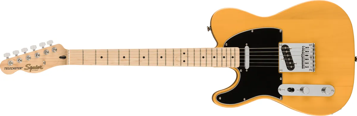 Squier Affinity Series Telecaster Left-Handed, Maple Fingerboard, Black Pickguard, Butterscotch Blonde