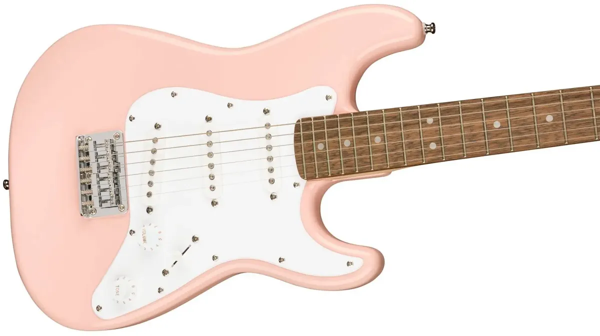 Squier Mini Stratocaster, Laurel Fingerboard, White Pickguard, Shell Pink – photo 3